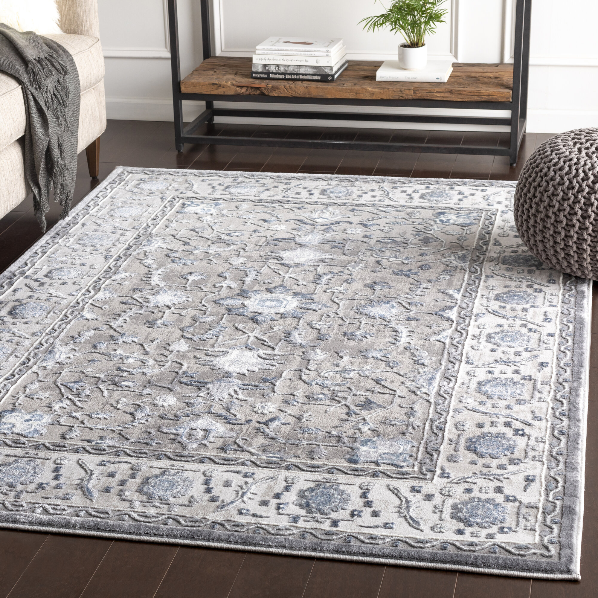 Williston Forge Winchester Power Loom Charcoal/Light Gray Rug & Reviews |  Wayfair